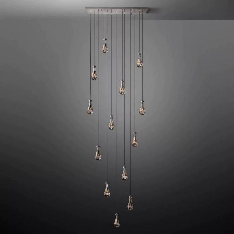 Rain Glass Modern Rectangular Chandelier 54" - Dawn Lamps