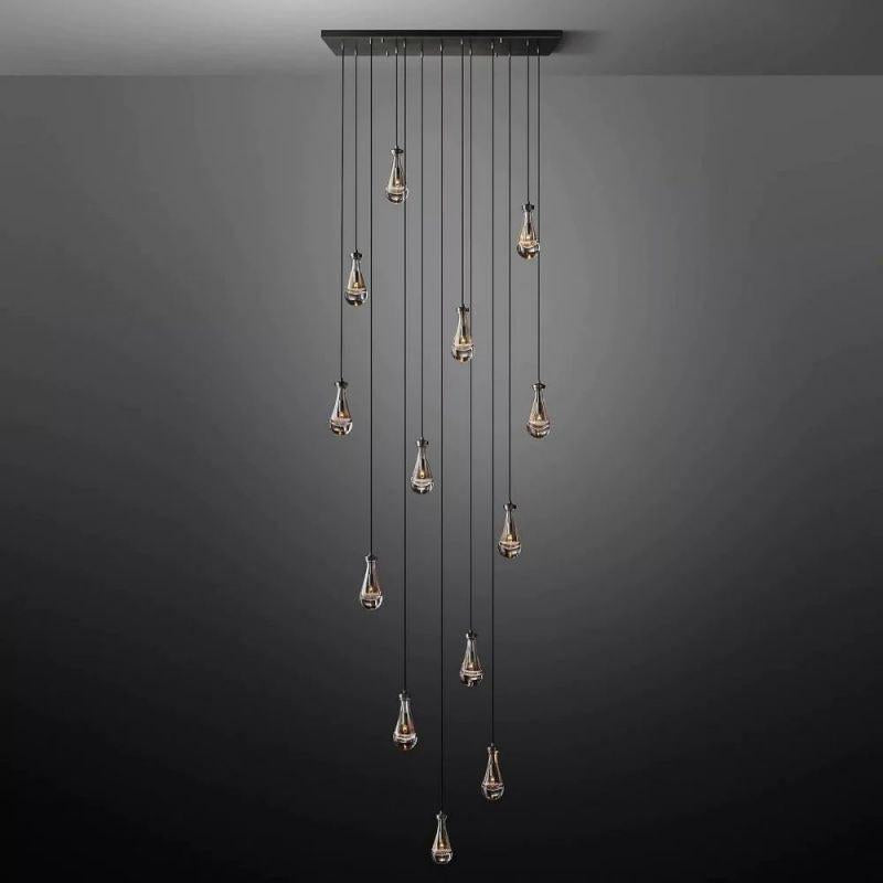 Rain Glass Modern Rectangular Chandelier 54" - Dawn Lamps