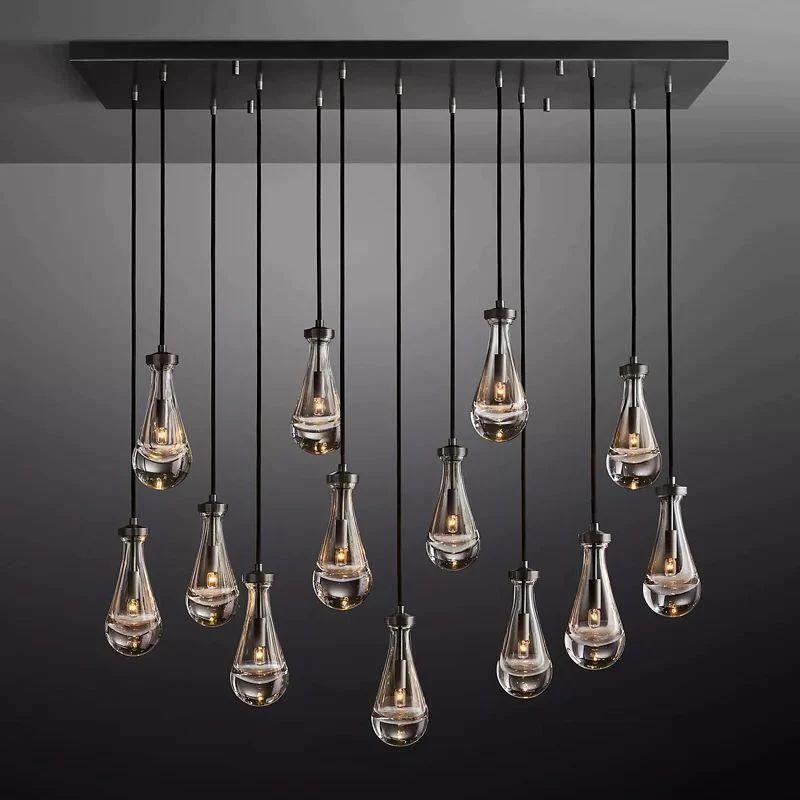 Rain Glass Modern Rectangular Chandelier 54" - Dawn Lamps
