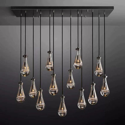 Rain Glass Modern Rectangular Chandelier 54" - Dawn Lamps