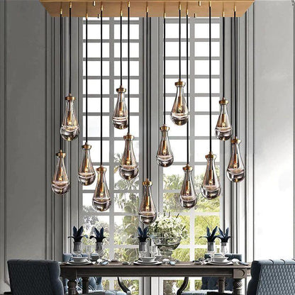 Rain Glass Modern Rectangular Chandelier 54" - Dawn Lamps