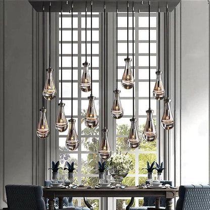 Rain Glass Modern Rectangular Chandelier 54" - Dawn Lamps