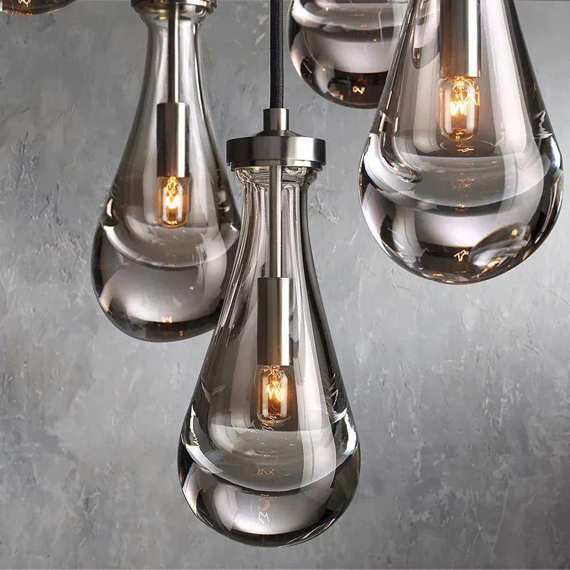 Rain Glass Modern Rectangular Chandelier 54" - Dawn Lamps
