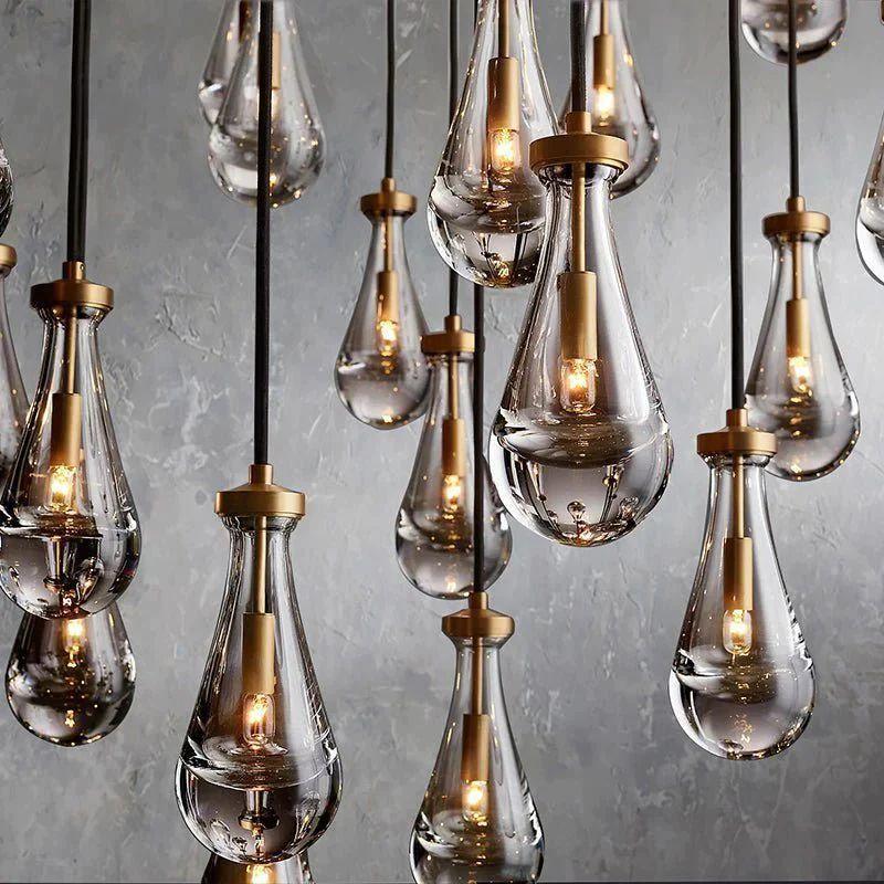 Rain Glass Modern Rectangular Chandelier 54" - Dawn Lamps
