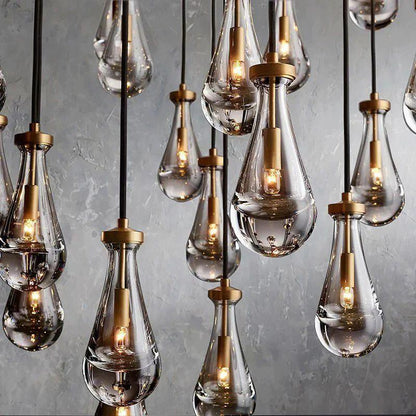 Rain Glass Modern Rectangular Chandelier 54" - Dawn Lamps