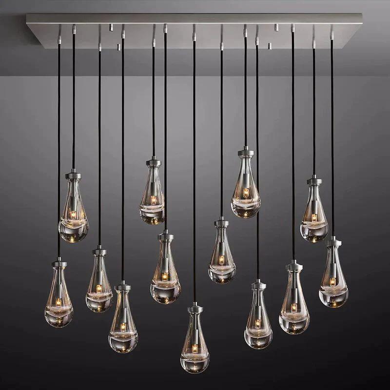 Rain Glass Modern Rectangular Chandelier 54" - Dawn Lamps
