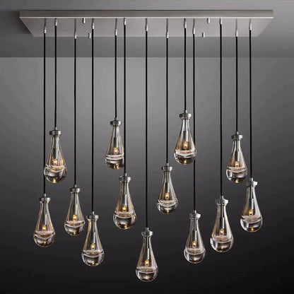 Rain Glass Modern Rectangular Chandelier 54" - Dawn Lamps