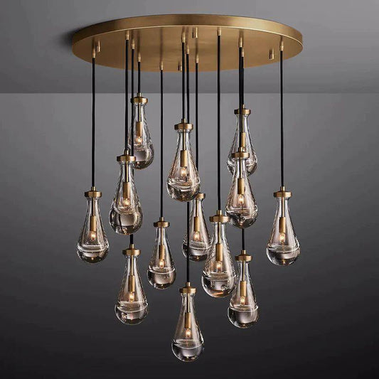 Rain Modern Round Glass Chandelier 36" - Dawn Lamps