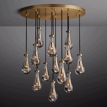 Rain Modern Round Glass Chandelier 36" - Dawn Lamps