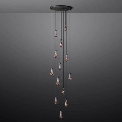 Rain Modern Round Glass Chandelier 36" - Dawn Lamps