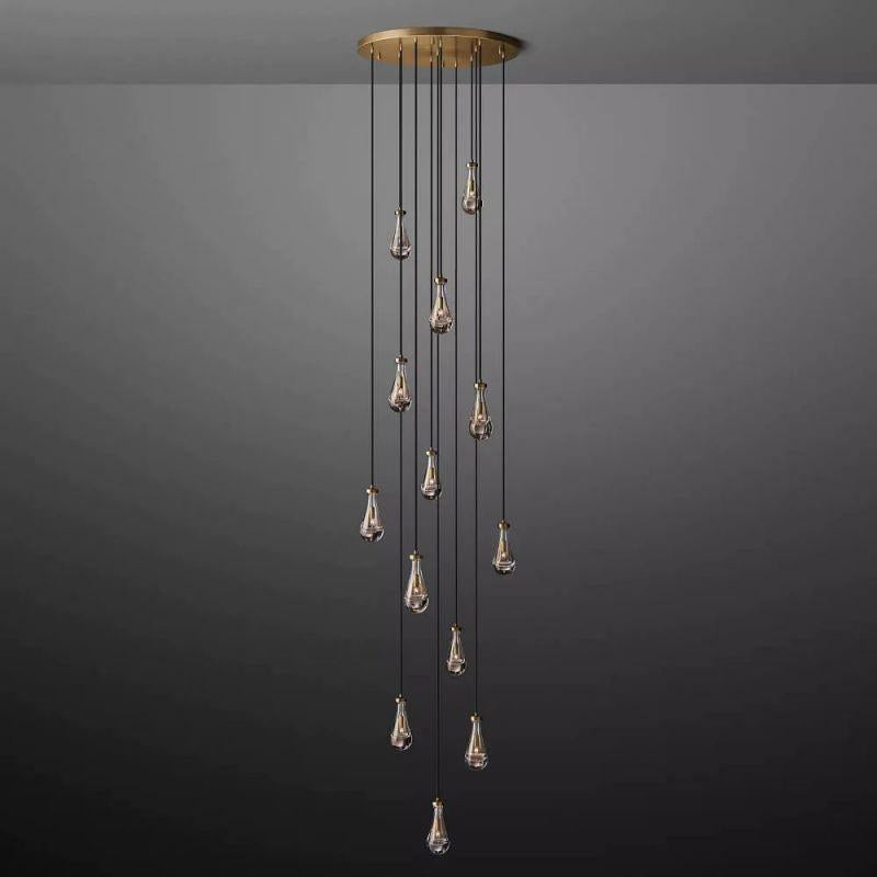 Rain Modern Round Glass Chandelier 36" - Dawn Lamps