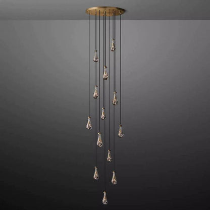 Rain Modern Round Glass Chandelier 36" - Dawn Lamps