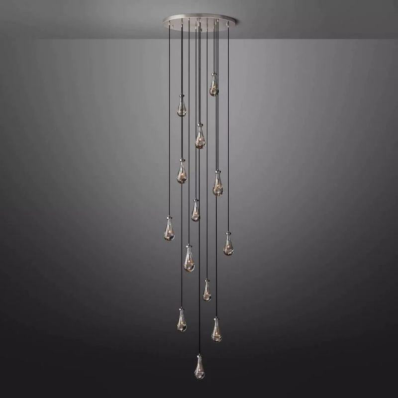 Rain Modern Round Glass Chandelier 36" - Dawn Lamps