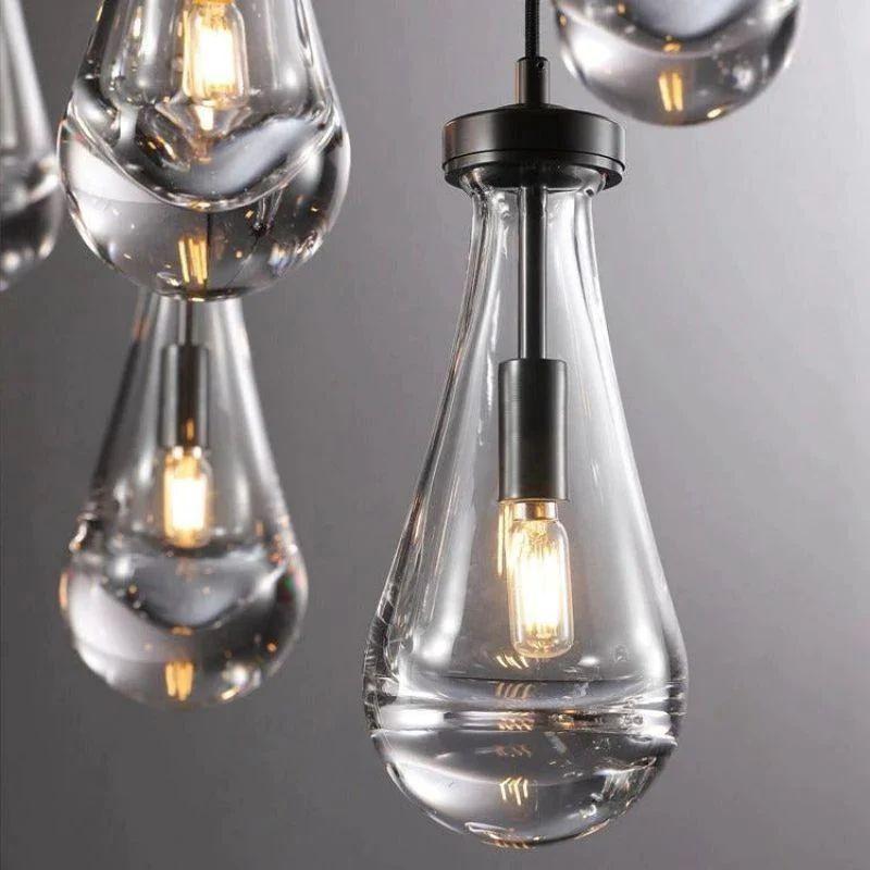 Rain Modern Round Glass Chandelier 36" - Dawn Lamps