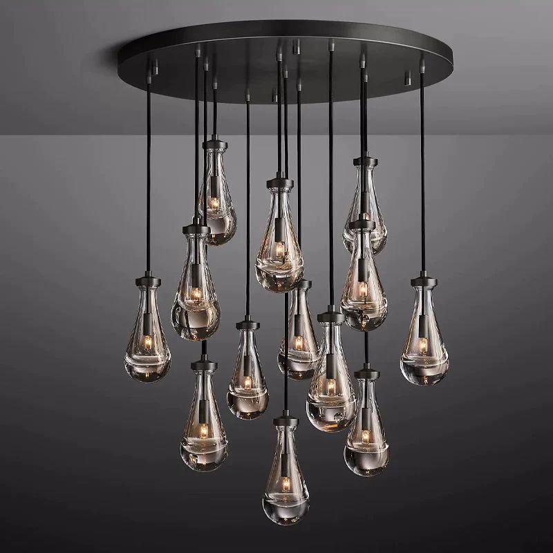 Rain Modern Round Glass Chandelier 36" - Dawn Lamps
