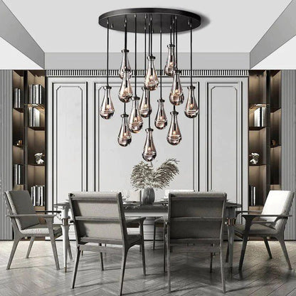 Rain Modern Round Glass Chandelier 36" - Dawn Lamps