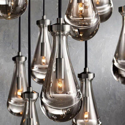 Rain Modern Round Glass Chandelier 36" - Dawn Lamps