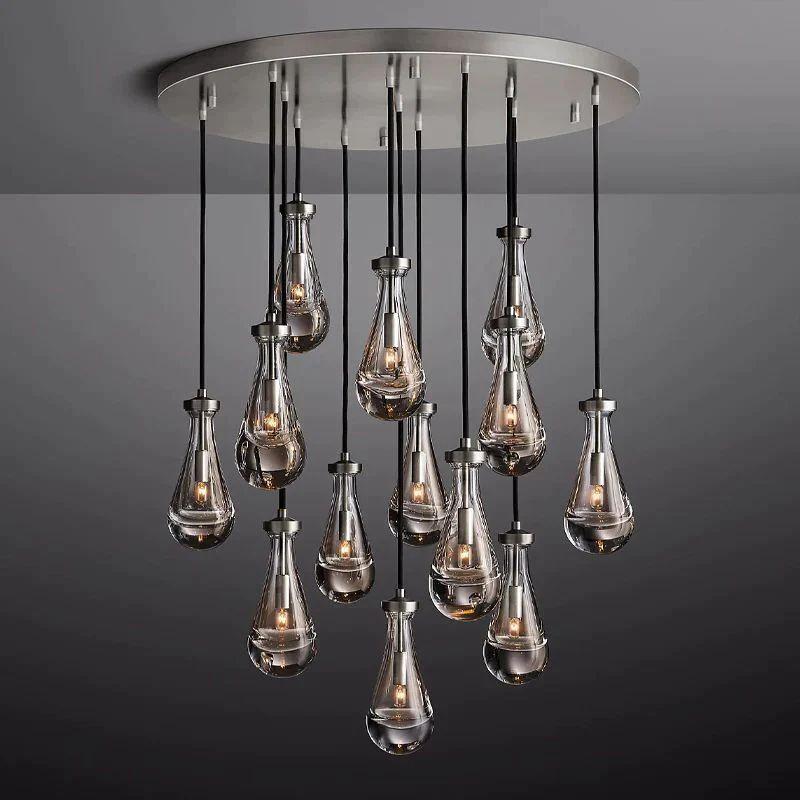 Rain Modern Round Glass Chandelier 36" - Dawn Lamps
