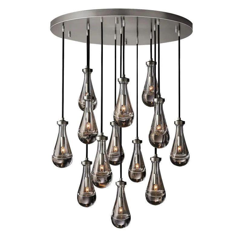 Rain Modern Round Glass Chandelier 36" - Dawn Lamps