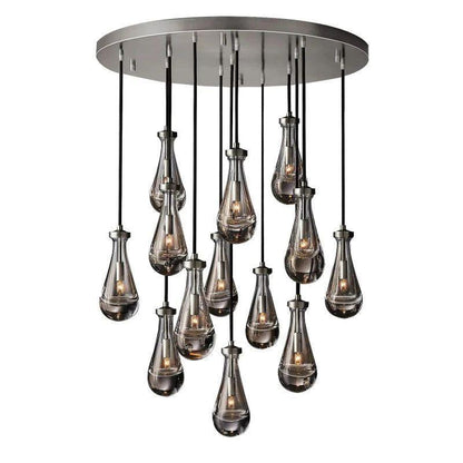 Rain Modern Round Glass Chandelier 36" - Dawn Lamps