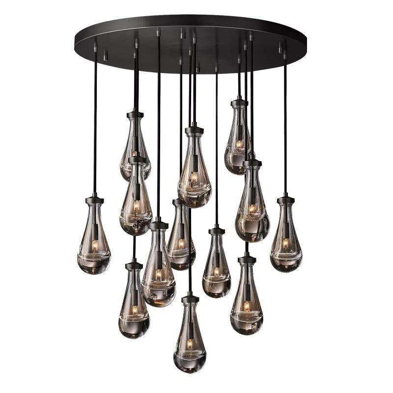 Rain Modern Round Glass Chandelier 36" - Dawn Lamps