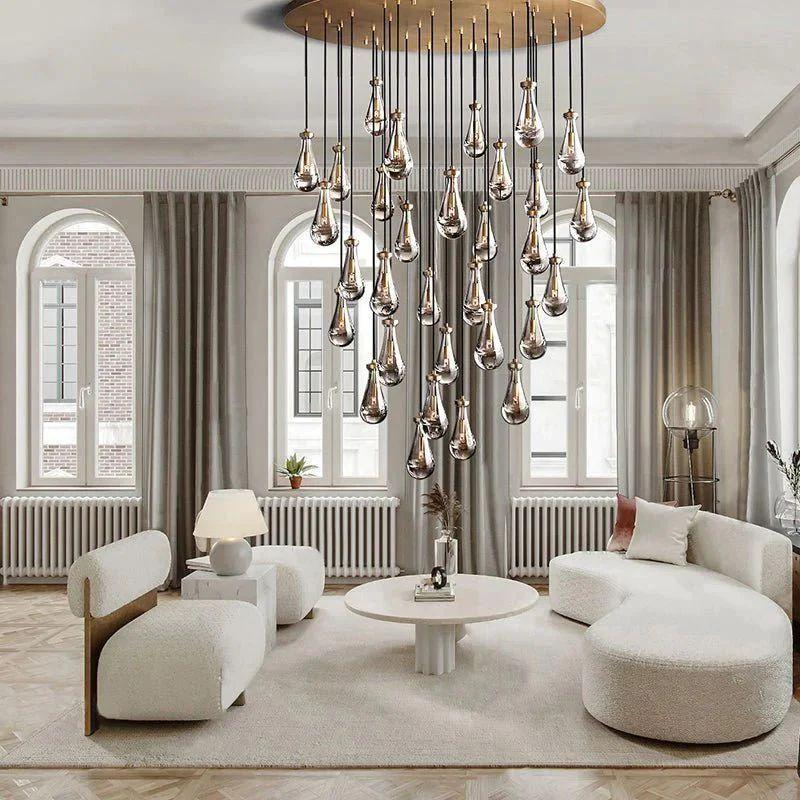 Rain Modern Luxury Round Chandelier 60" - Dawn Lamps