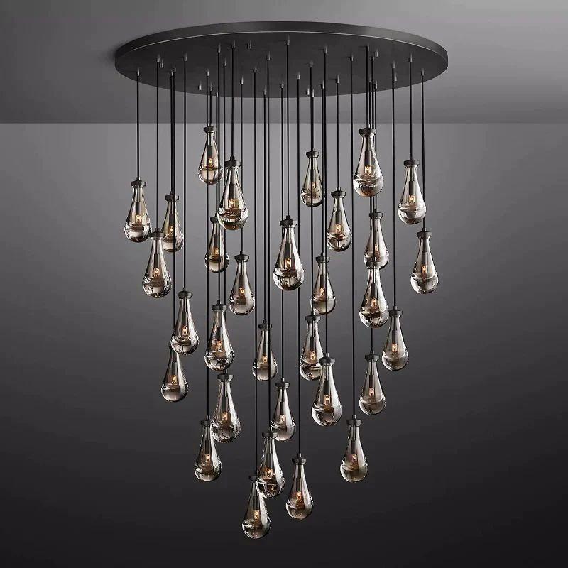 Rain Modern Luxury Round Chandelier 60" - Dawn Lamps