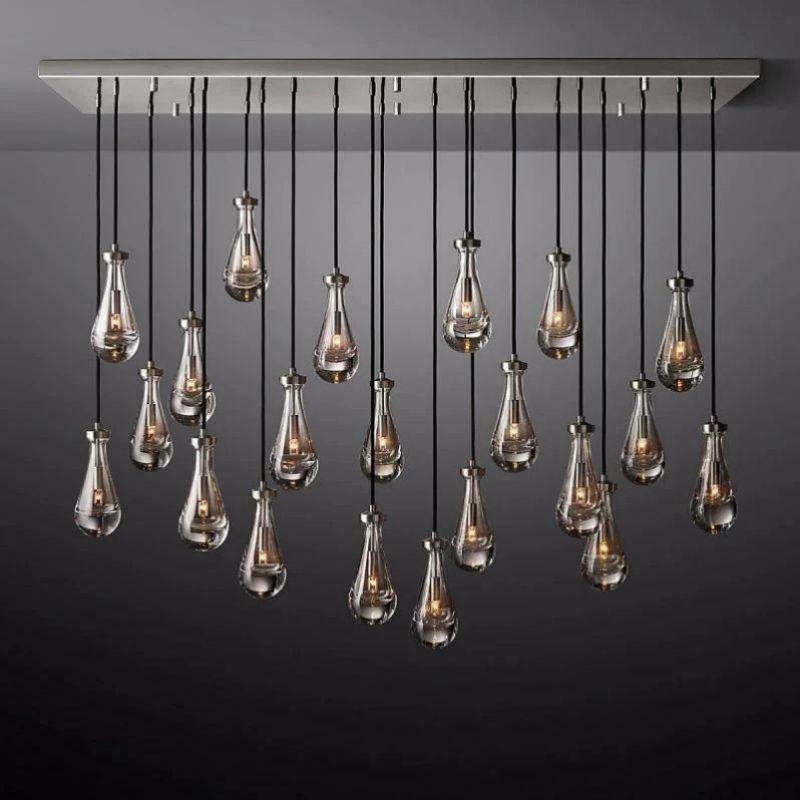 Rain Modern Rectangular Glass Chandelier 72" - Dawn Lamps