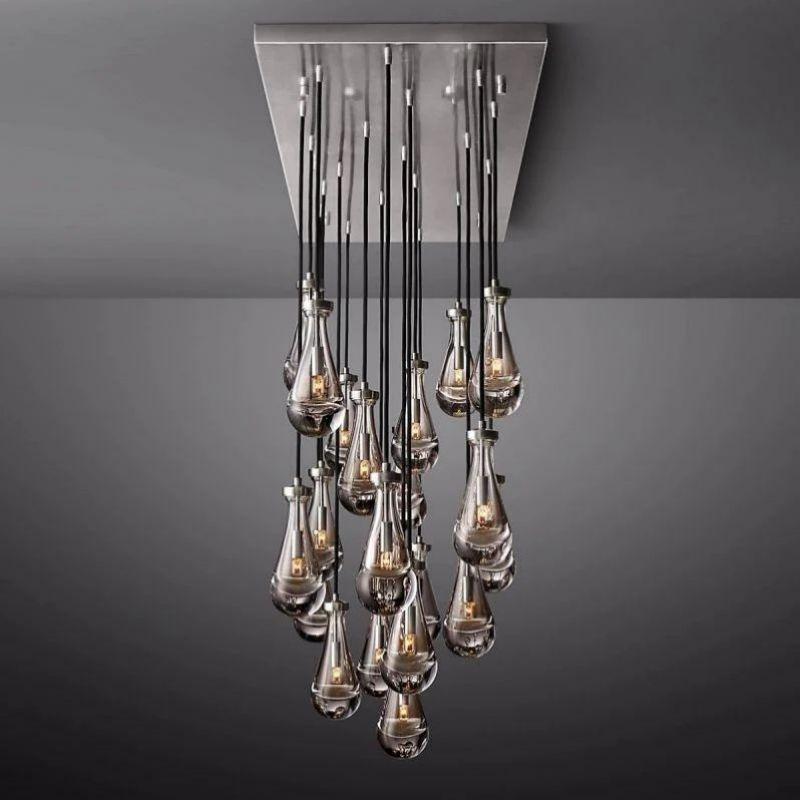 Rain Modern Rectangular Glass Chandelier 72" - Dawn Lamps