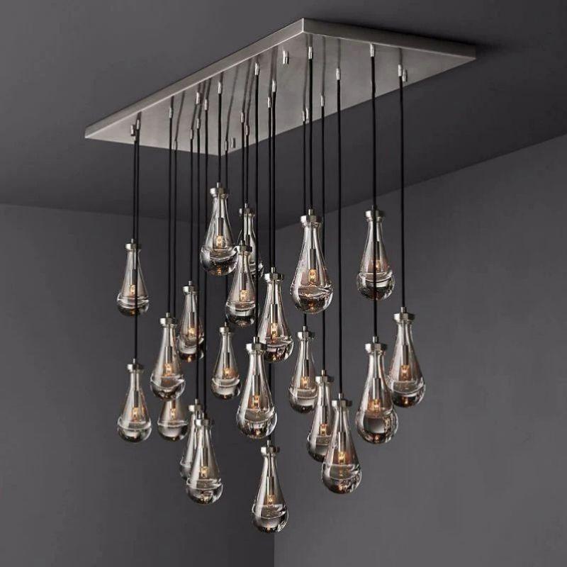 Rain Modern Rectangular Glass Chandelier 72" - Dawn Lamps