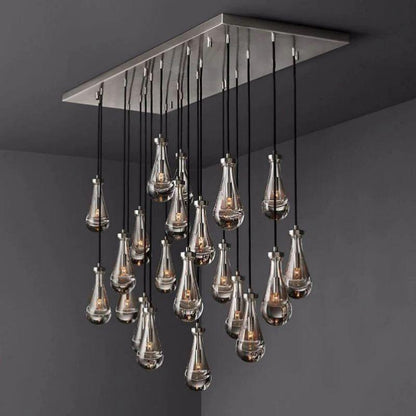 Rain Modern Rectangular Glass Chandelier 72" - Dawn Lamps