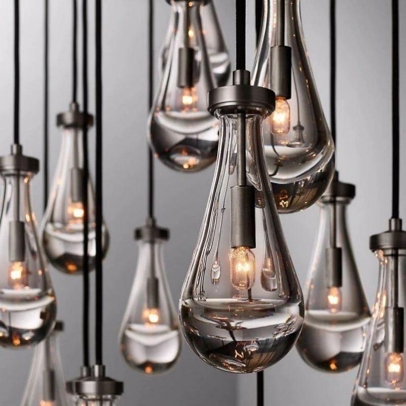 Rain Modern Rectangular Glass Chandelier 72" - Dawn Lamps