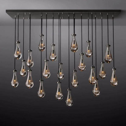 Rain Modern Rectangular Glass Chandelier 72" - Dawn Lamps