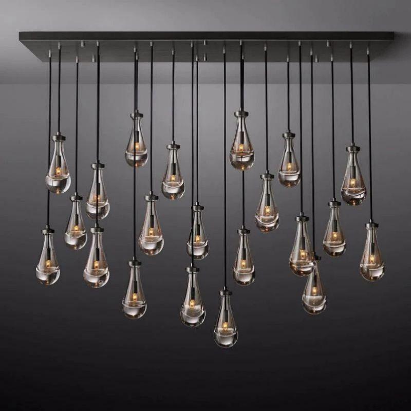 Rain Modern Rectangular Glass Chandelier 72" - Dawn Lamps