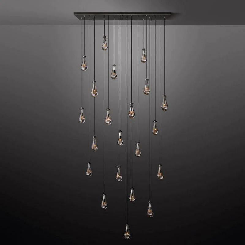 Rain Modern Rectangular Glass Chandelier 72" - Dawn Lamps