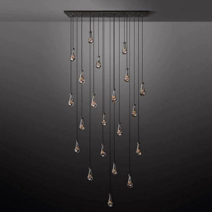 Rain Modern Rectangular Glass Chandelier 72" - Dawn Lamps
