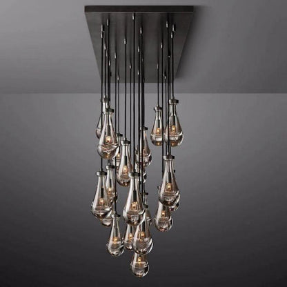 Rain Modern Rectangular Glass Chandelier 72" - Dawn Lamps