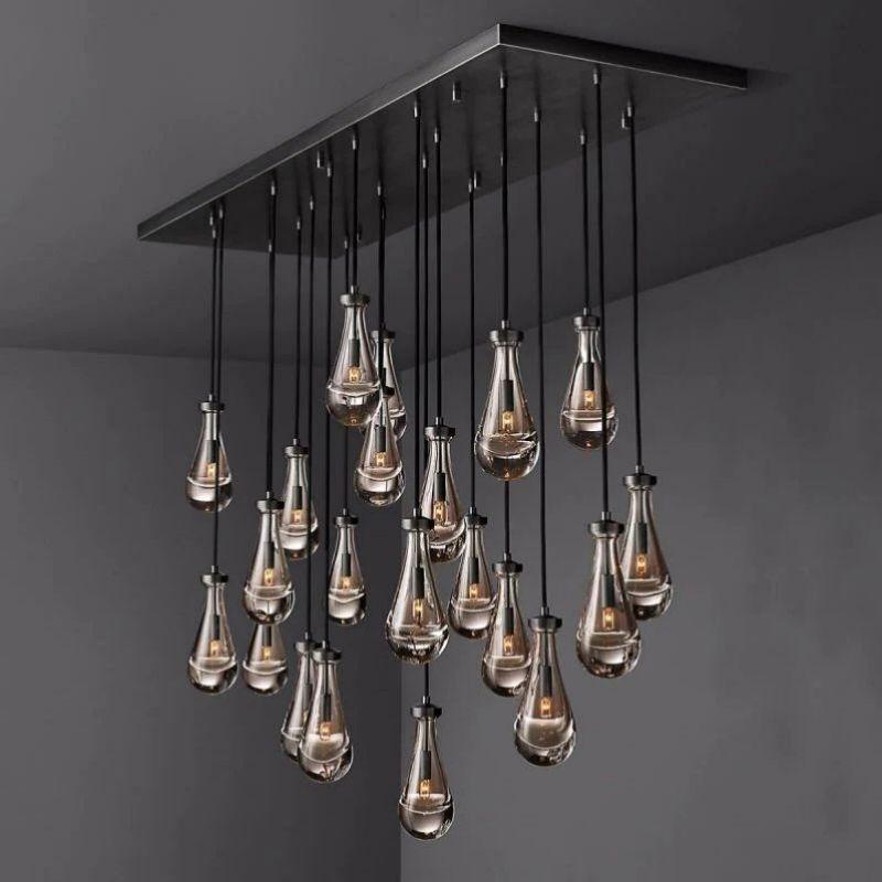 Rain Modern Rectangular Glass Chandelier 72" - Dawn Lamps