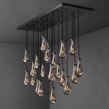 Rain Modern Rectangular Glass Chandelier 72" - Dawn Lamps
