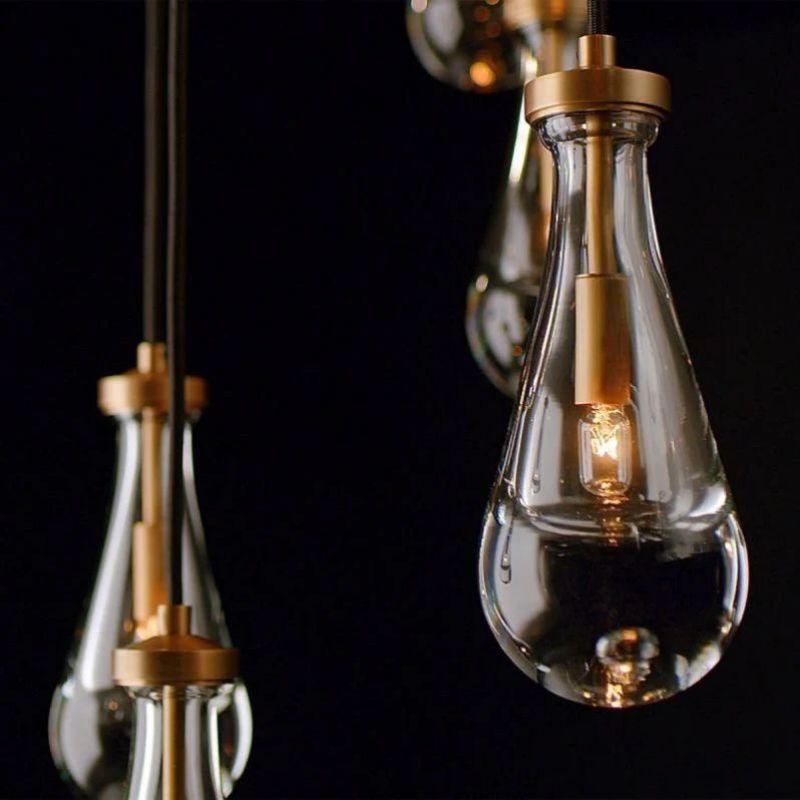 Rain Modern Rectangular Glass Chandelier 72" - Dawn Lamps