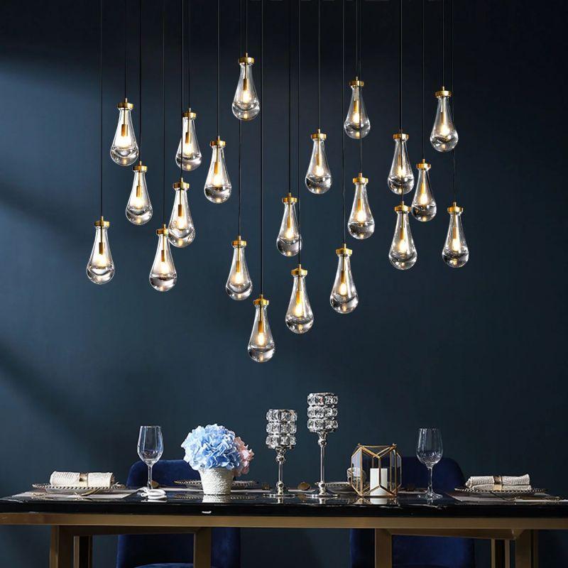 Rain Modern Rectangular Glass Chandelier 72" - Dawn Lamps