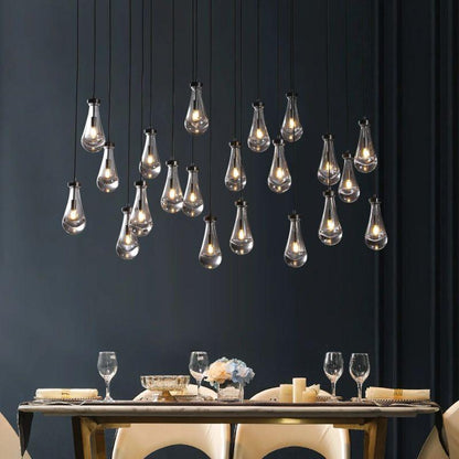Rain Modern Rectangular Glass Chandelier 72" - Dawn Lamps