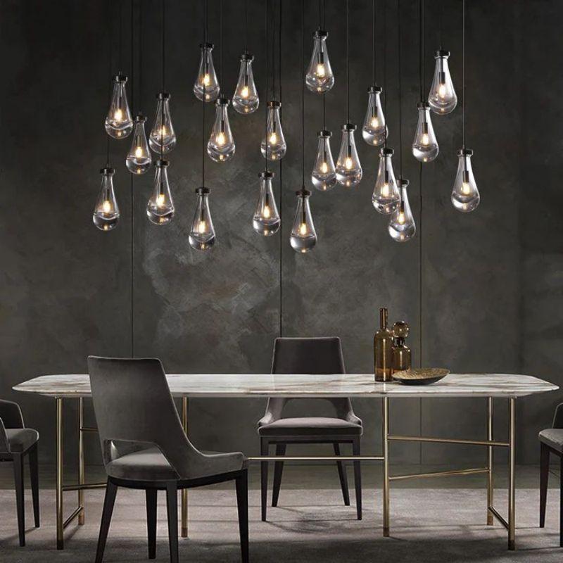 Rain Modern Rectangular Glass Chandelier 72" - Dawn Lamps
