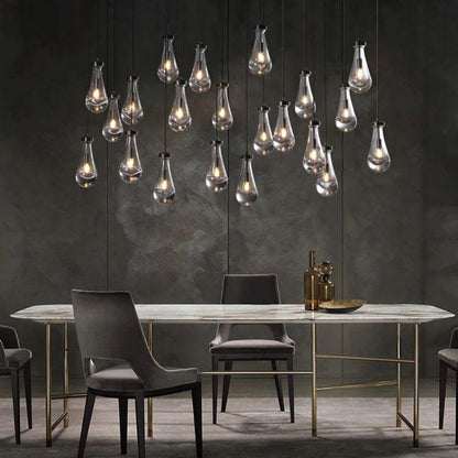 Rain Modern Rectangular Glass Chandelier 72" - Dawn Lamps