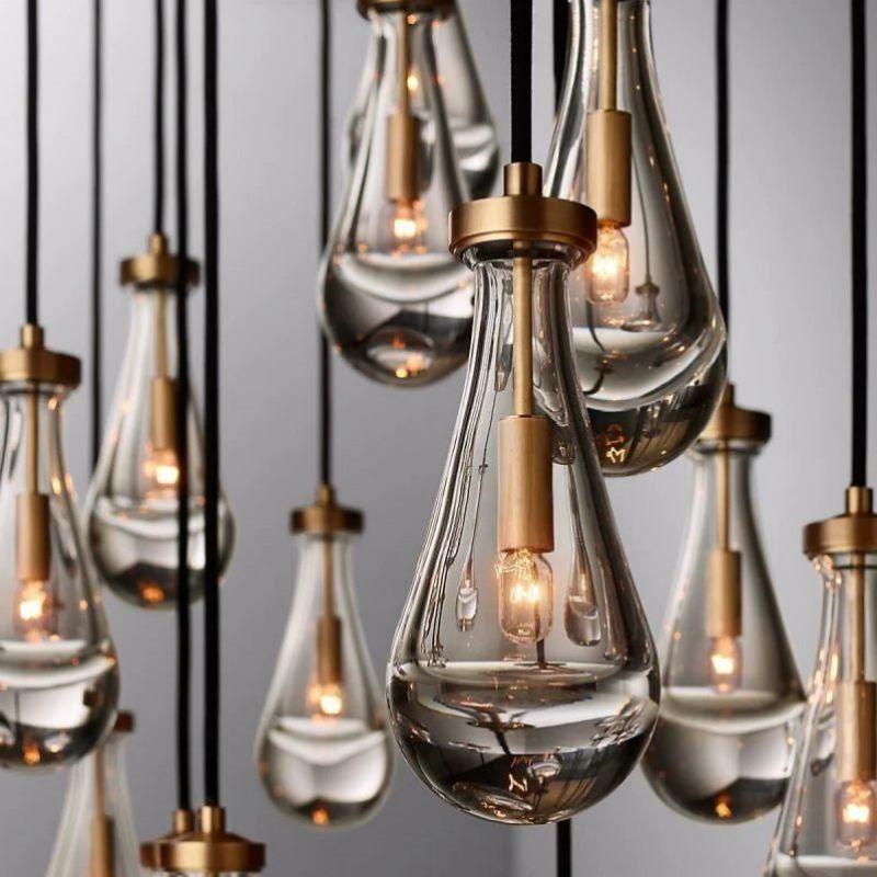 Rain Modern Rectangular Glass Chandelier 72" - Dawn Lamps
