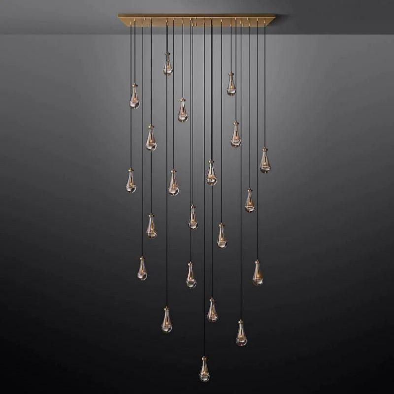 Rain Modern Rectangular Glass Chandelier 72" - Dawn Lamps