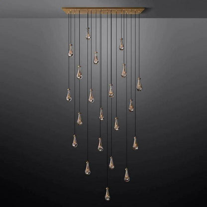 Rain Modern Rectangular Glass Chandelier 72" - Dawn Lamps