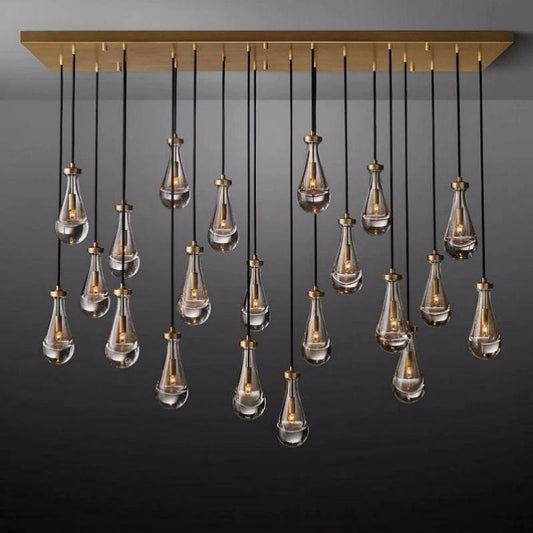 Rain Modern Rectangular Glass Chandelier 72" - Dawn Lamps