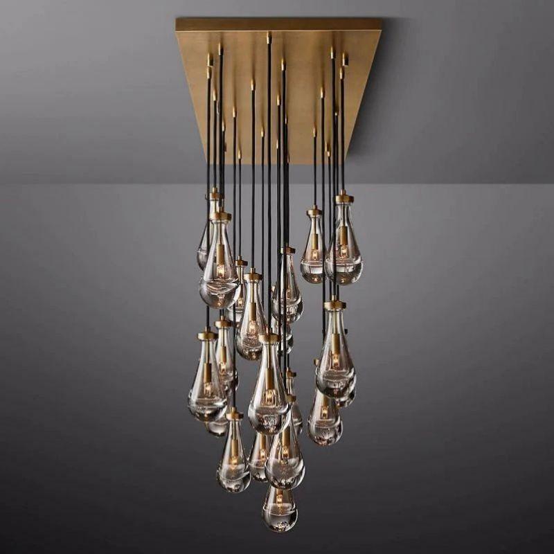 Rain Modern Rectangular Glass Chandelier 72" - Dawn Lamps