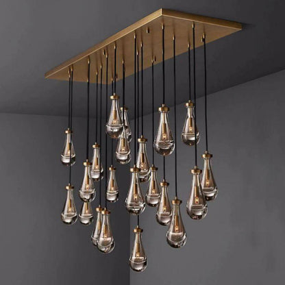 Rain Modern Rectangular Glass Chandelier 72" - Dawn Lamps